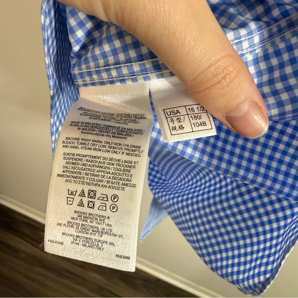 Brooks Brothers Regent Fit Supima Cotton Button Down Dress Shirt Plaid 16.5/34 - Picture 5 of 5